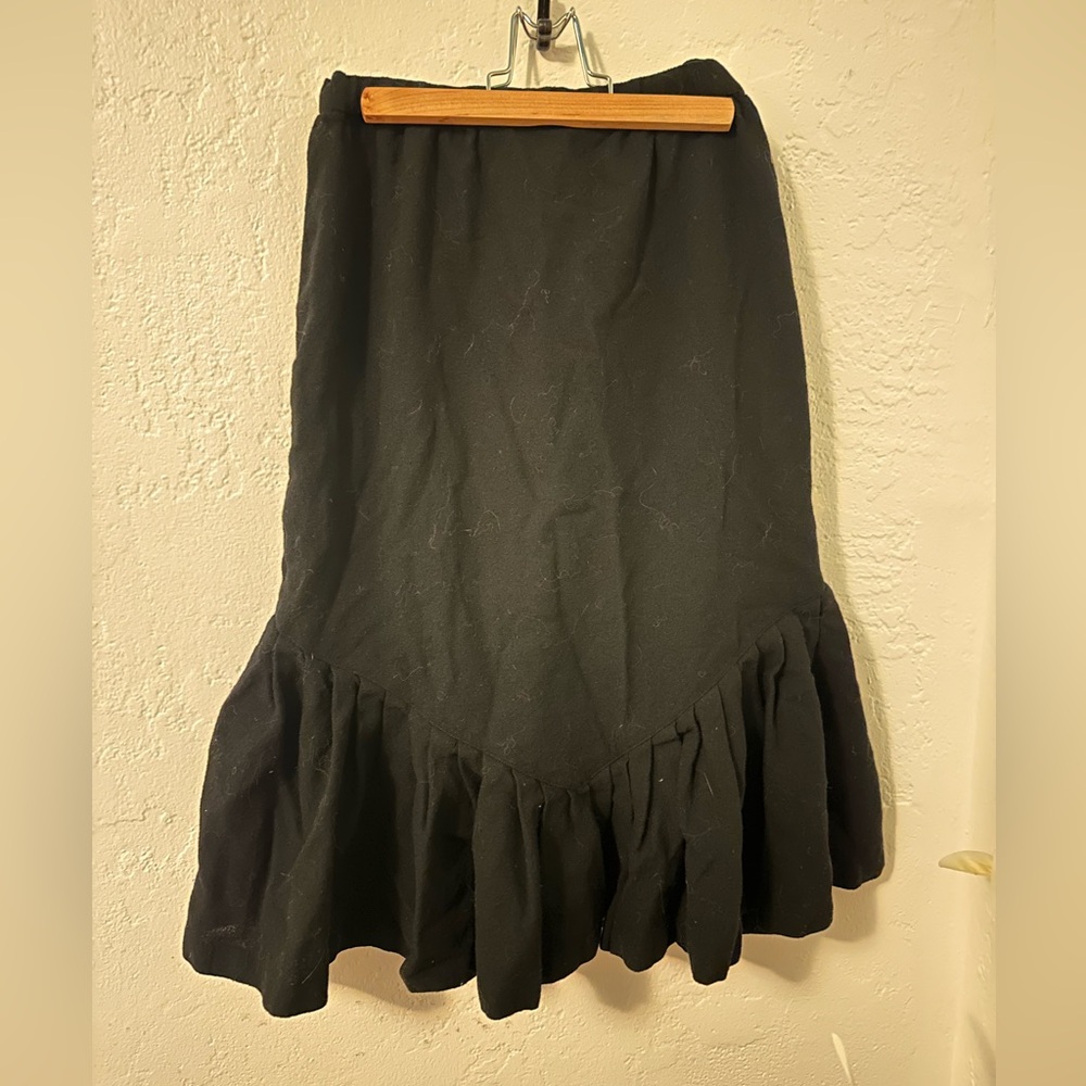 Vintage Charles Jourdan Black Hi-Low Tiered Pleated Skirt